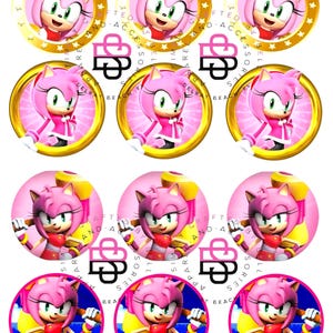 Amy Rose Hedgehog Cupcake Toppers: Sonic Birthday Party (Digital Download)