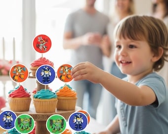 Rescue Bots Cupcake Toppers: Robot Birthday Party Decor (Digital Download)