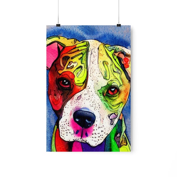 Matte Dog Poster | Pitbull Puppy Poster