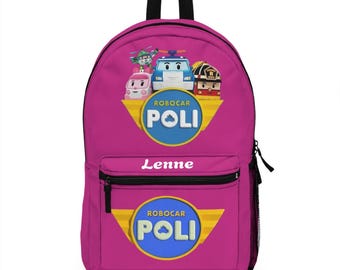 Toddler Backpack, Robocar Poli Pink Polyester School Bag