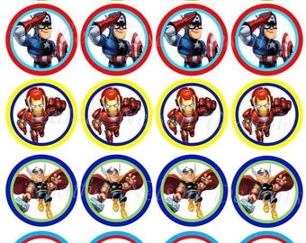 Benutzerdefinierte Super Hero Cupcake Toppers l Kinder Superhero Cup Cake Toppers | Kinder Superhelden Runde Aufkleber Vorlage | Superheld SVG