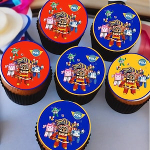 Robocar Poli Cupcake Toppers: Kids Birthday Party Decor (Digital File)