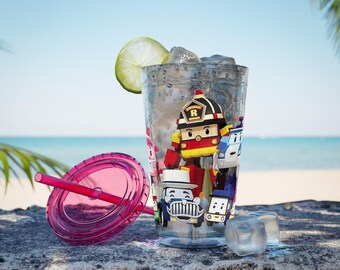 Robocar Poli Tumbler, kubek dla dzieci z postaciami z Rescue Bots, kubek ze słomką 16 uncji