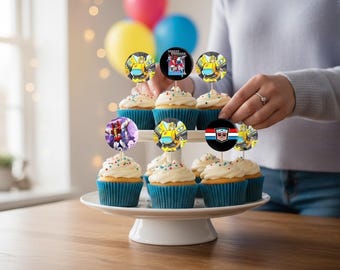 Mini Roboter Cupcake Toppers: Kindergeburtstag Party Dekor (Digitaler Download)