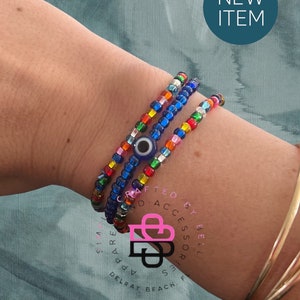 Evil Eye Perlen Stretch Armband | Evil Eye Schutz Stretch Armband | Glasperlenarmband mit Bösem Auge