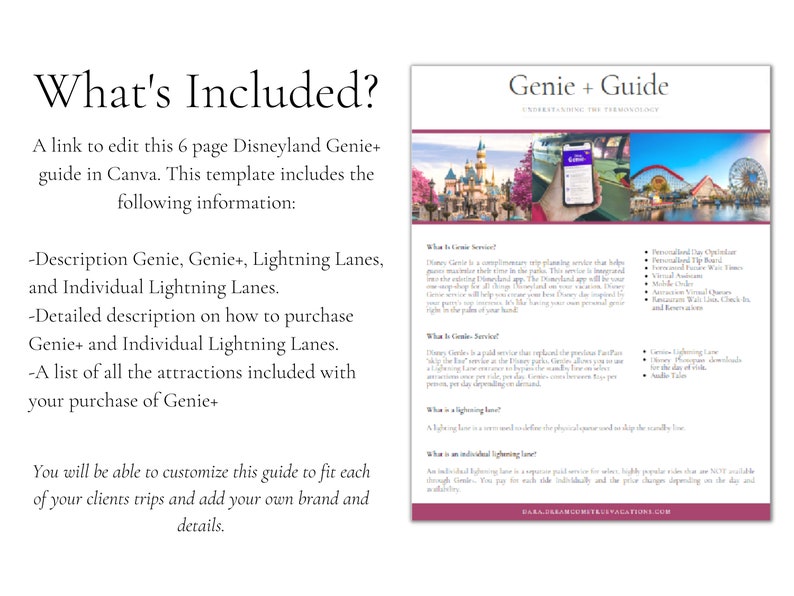 Travel Agentcalifornia Theme Park Genie Guide Etsy