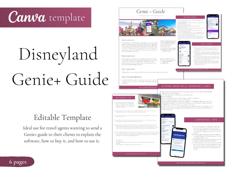 Travel Agentcalifornia Theme Park Genie Guide Etsy