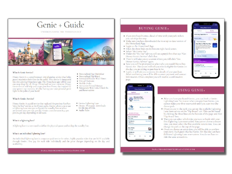Travel Agentcalifornia Theme Park Genie Guide Etsy