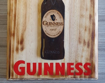 Burnt Wood Guinness Sign, Rustic Bar Decor