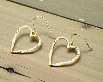 Small heart earrings, hypoallergenic, lightweight, about 1.5 inches long