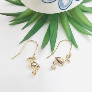 tiny flamingo gold earrings, hypoallergenic, lightweight, animal earrings, earrings got girls, gift for her