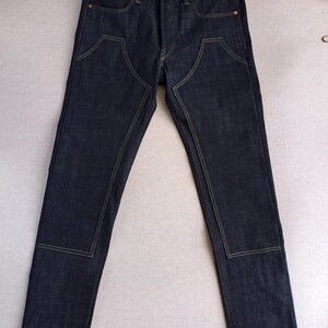 Lot 135E Baird Jeans Mens 33x34 Blue Double Knee Selvedge 14.5oz Raw Heavy Slubby Slim Fit Thai Redline Denim W35&quot;