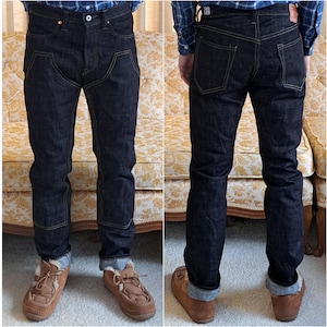 Lot 136E Baird Jeans Mens 30x31 Blue Double Knee Selvedge 14.5oz Raw Heavy Slubby Slim Fit Thai Redline Denim W31&quot;