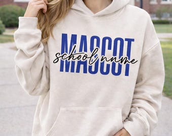 Custom Print Hoodie, Sports or School Team Name, Spirit Day Hoodie, School Mascot, Puff School Sports