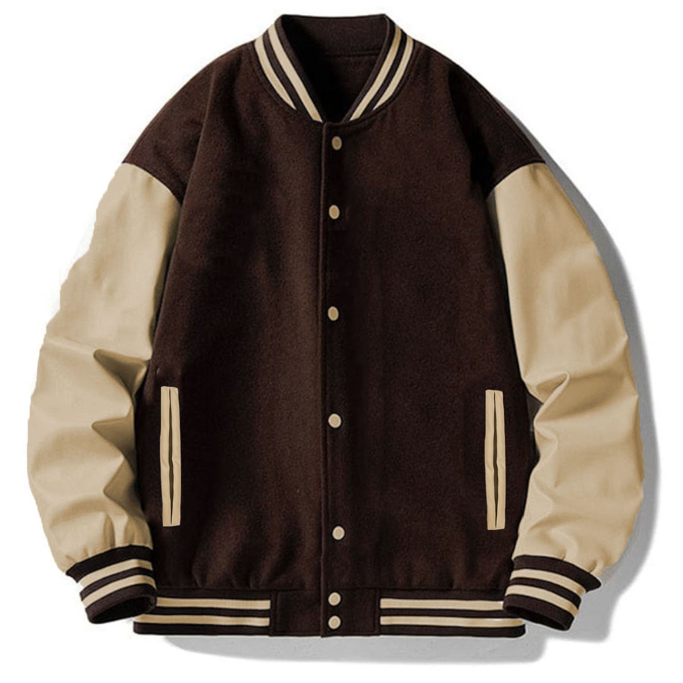 Mens Solid Classic Melton Letterman Sports Faux Leather Varsity Mens Solid Classic Melton Letterman Sports Faux Leather Varsity