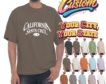 Unisex Custom Print Drop Shoulder Tshirt Cotton Your State Your City Streetwear Style Shirt Top
