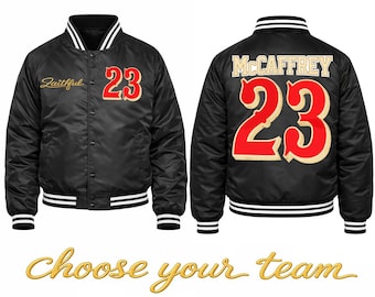NFL Inspired Game Day Varsity Jacket 49ers Theme, Any Player
