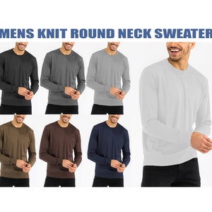 Mens Long Sleeve Crewneck Midweight Slim Fit Pullover Sweater, Solid Men Sweaters, Men Winter Clothing, Adult Clothes for Winter