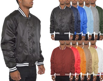 Unisex Mens Womens Solid Plain Varsity Windbreaker Jacket