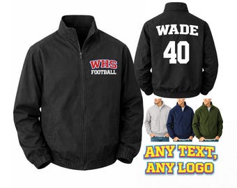 Custom Sports Team Jackets Unisex Nylon Jacket Zip Up Football Soccer Cheer Teams Spirit Day
