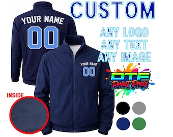 Customizable Custom Print Nylon Zip Up Jacket, Personalized Nylon Rain Jacket, custom logo text rain windbreaker jacket