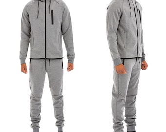 Unisex Dark Grey Charcoal Dynamic Tech Track Suit Zip Up Jacket and Jogger