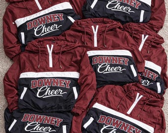 Custom hooded windbreaker, team logo waterproof pullover, 2026 Nationals jacket gift, custom team jacket, school mascot custom jackets