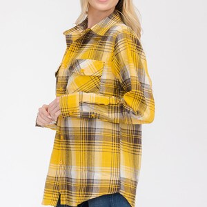 Women’s Oversized Flannel Shirt | Checkered Plaid Button-Up Boyfriend Top