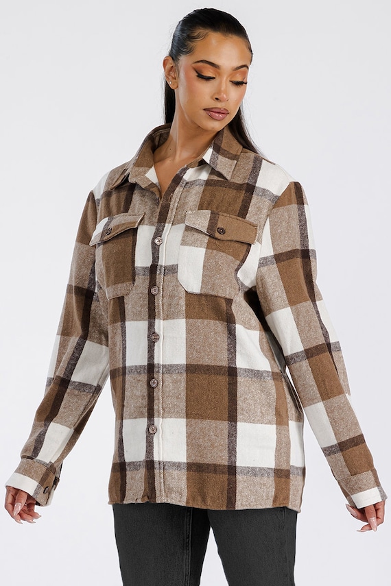Veste chemise en flanelle a carreaux pour femme Boyfriend Design a carreaux Etsy France