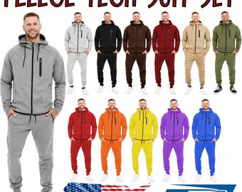 Unisex Dynamic Tech Fleece Track Suit Zip Up Jacket and Jogger