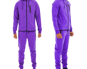 Unisex Purple Dynamic Tech Track Suit Zip Up Jacket and Jogger