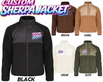 Custom Sherpa Fleece Lined Windbreaker Jacket Your Logo Any Logo,Personalized Jacket, Customize Jacket