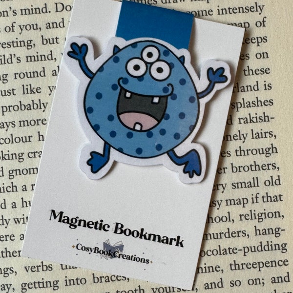 Blue Monster Magnetic Bookmark | Magnetic Bookmark | Book Lover Gift