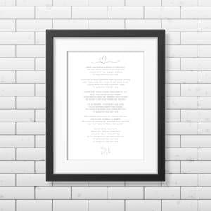FEEL MY LOVE Song Lyrics Printable Download - Song Lyrics Digital file to Print at home, Wedding Gift, Birthday Gift, Christmas Gift