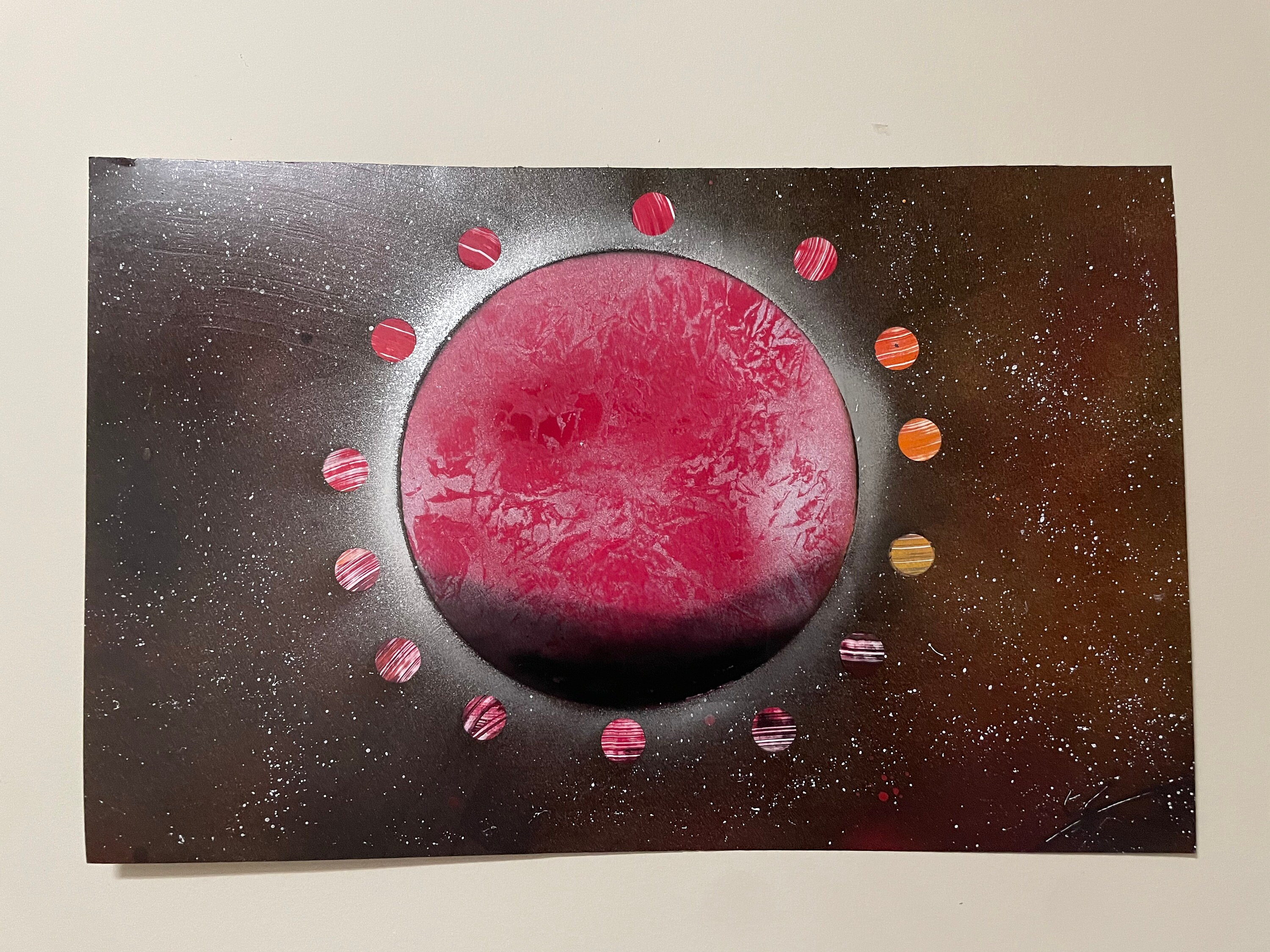Red Orbs Spray Paint Art Wall Art Galaxy Art Spray Painting Art