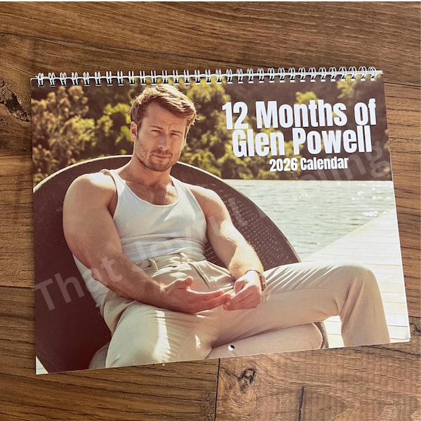 Glen Powell Calendar 2026 | Glen Powell Gift |  11 x 8.5 in | Glen Powell Birthday | Glen Powell Christmas | Glen Powell Merch