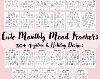 Mood Tracker Bundle | Mood Tracker Journal | Mood Tracker Digital Download | Mood Tracker Printable | 8.5 x 11, A5, A4, HPC | Instant PDF