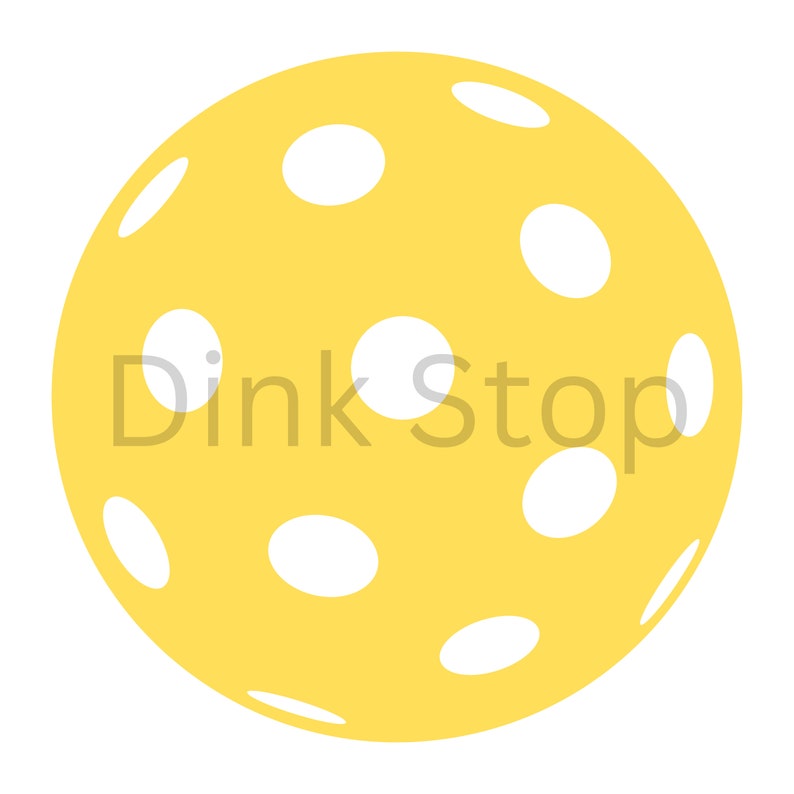 May include: A yellow pickleball with white holes.