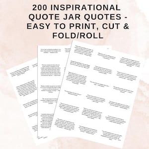 Quote Jar Quotes Téléchargement instantané | Cadeau de Noël de dernière minute | Cadeau de Noël imprimable | Pot de citations motivantes imprimable avec 200 citations