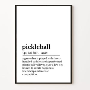 Pickleball Art: Pickleball Definition DIGITAL Printable Art | Pickleball Instant Download | Pickleball Print
