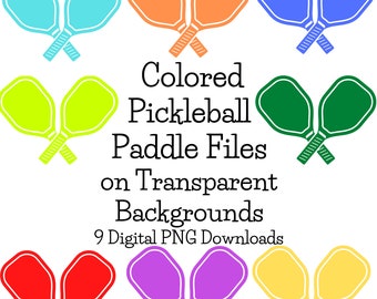 Pickleball Paddle Clip Art Images on Transparent Background Download | Pickleball Paddle Digital Downloads | Multiple Paddle Color Options