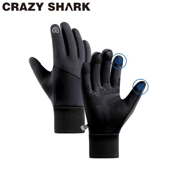 CRAZY SHARK Winter Thermal Gloves For Men Women Touchscreen Windproof Waterproof Cycling Hiking Climbing Ski Outdoor Sports