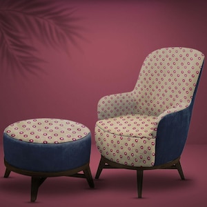 Vito Moka 2 Sessel und Hocker, gepolstert, Unikat