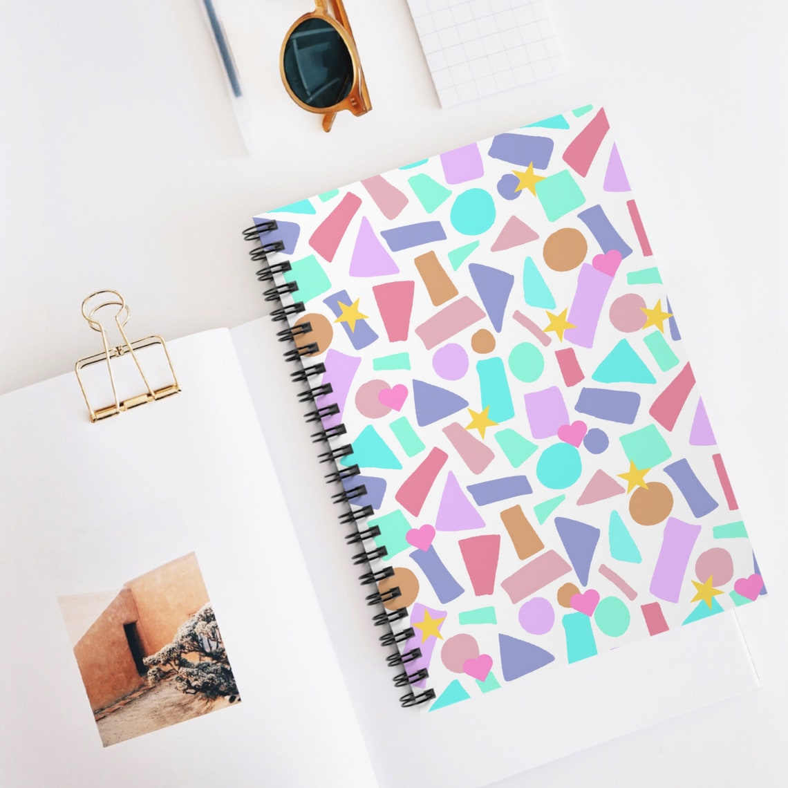 Cute Retro Pastel Shapes Spiral Notebook - Ruled Line - Etsy
