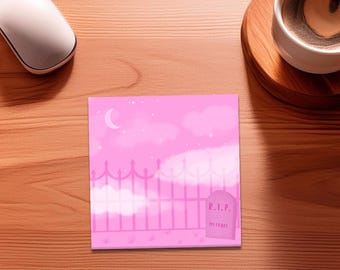 Graveyard Sticky Note Pad: Pink Pastel Goth Desk Decor