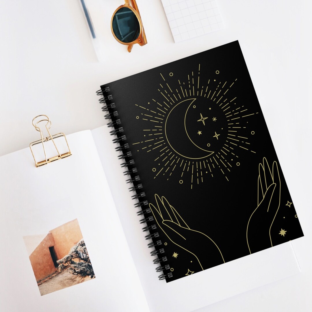 Celestial Moon and Stars Spiral Notebook Ruled Line - Etsy