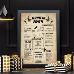 regalo de cumpleaños número 71 | Tarjeta de cumpleaños 1954 | Regalo de último momento para cumpleaños, aniversario | Descarga instantánea de archivo PDF para imprimir