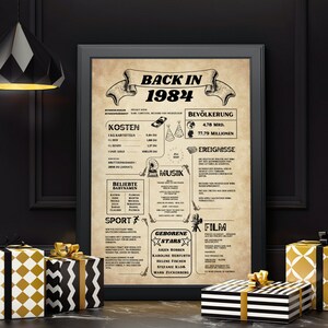 regalo de cumpleaños número 41 | Tarjeta de cumpleaños 1984 | Regalo de último momento para cumpleaños, aniversario | Descarga instantánea de archivo PDF para imprimir