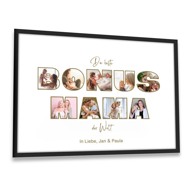 Bonusmama Mutter Geschenk | Fotoposter Geburtstagsgeschenk | personalisierbar | Weihnachtsgeschenkidee, personalisiertes Poster für Mama