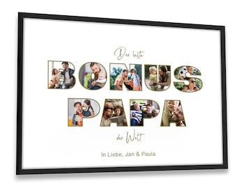 Bonuspapa Vater Geschenk | Fotoposter Geburtstagsgeschenk | personalisierbar | Weihnachtsgeschenkidee, personalisiertes Poster für Papa